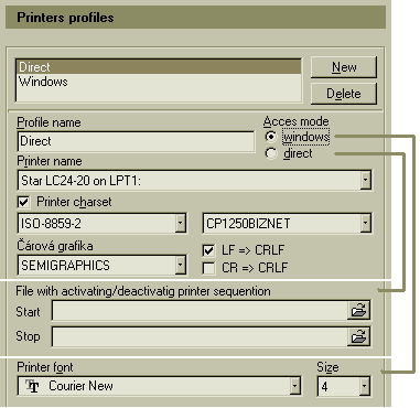 printer profiles settings